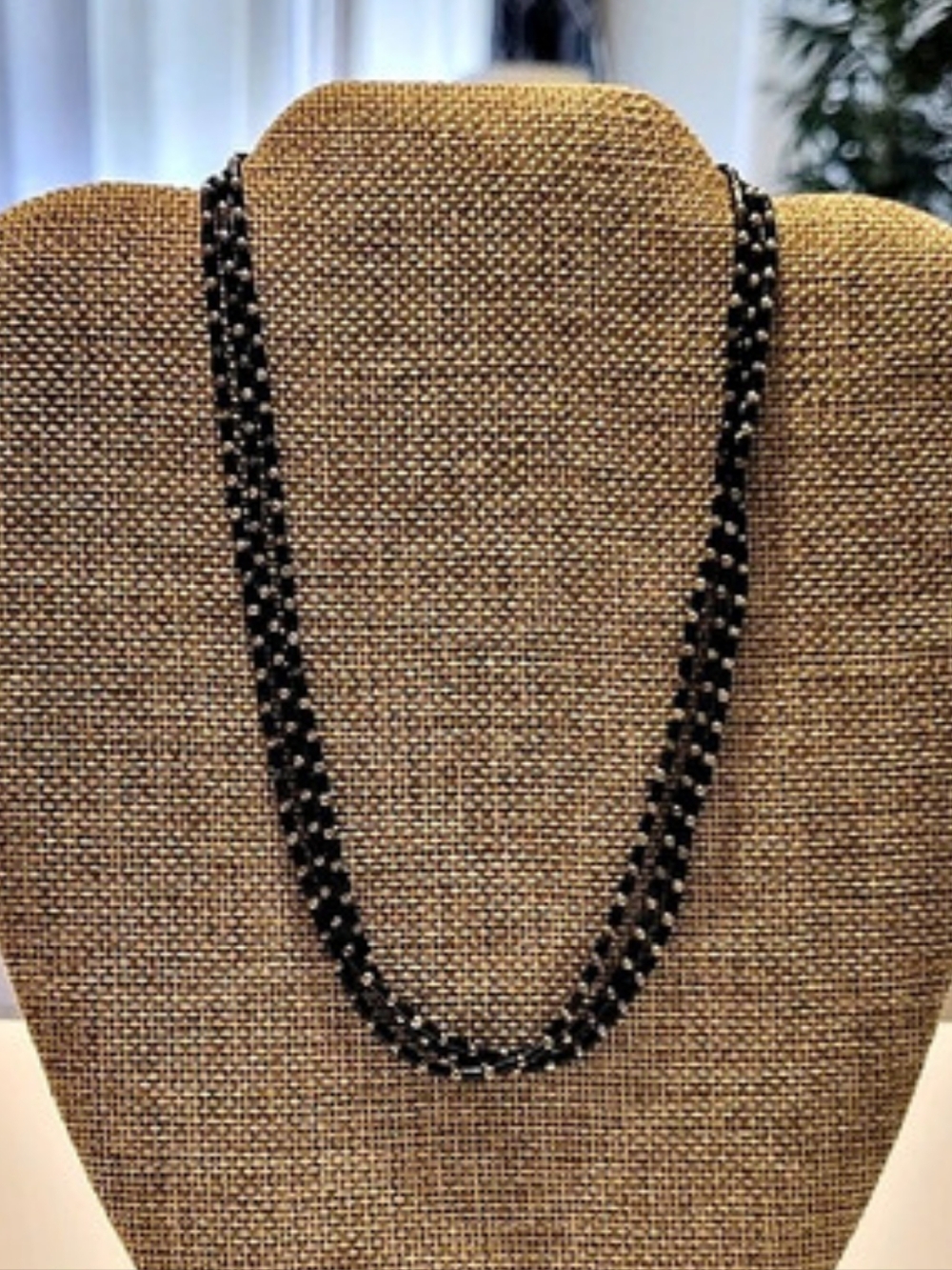 Black Beaded Necklace Like New